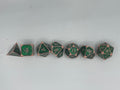 Metal Dragon Dice set Green and Rose Gold
