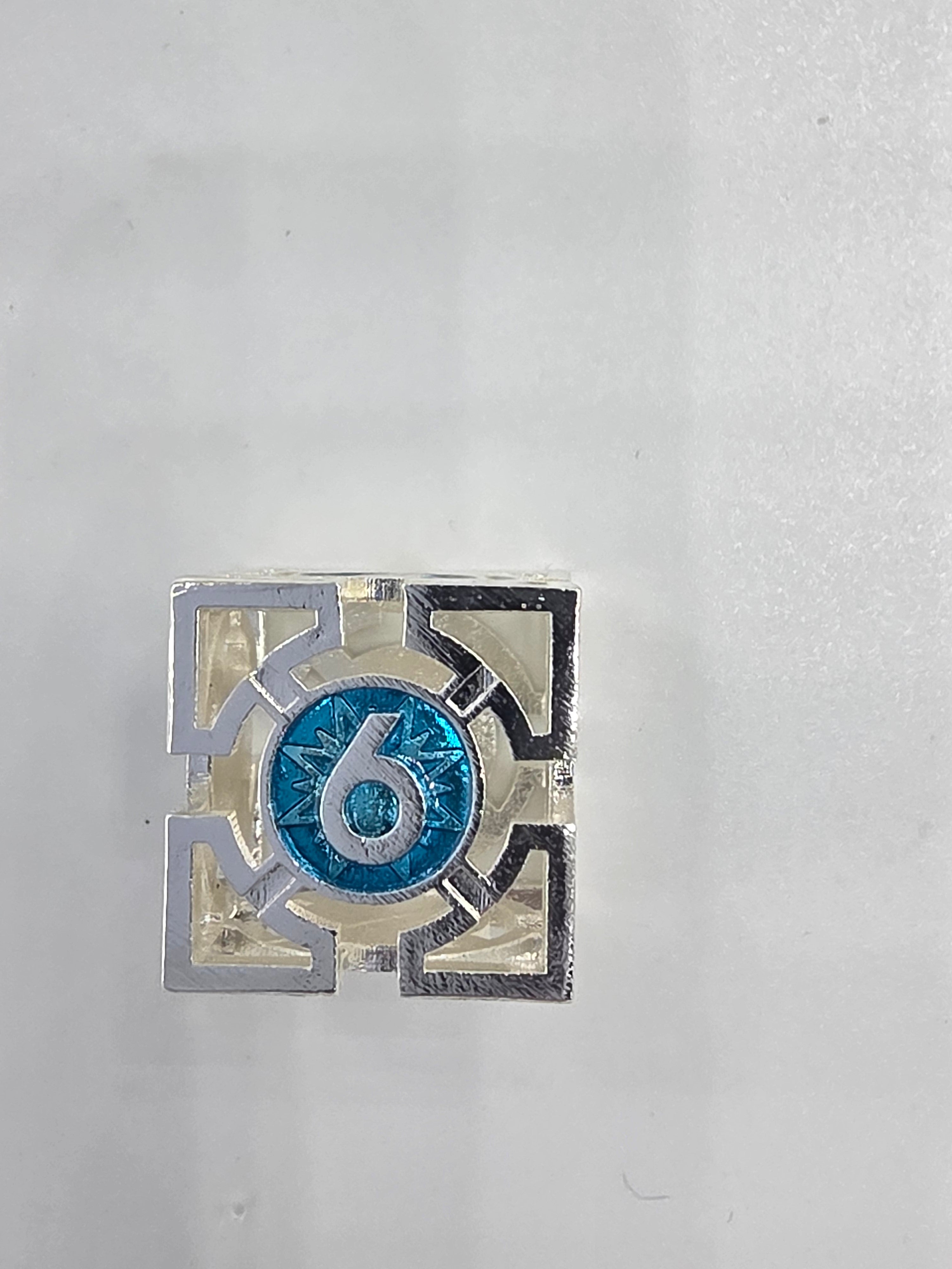 Hollow silver and blue dice set