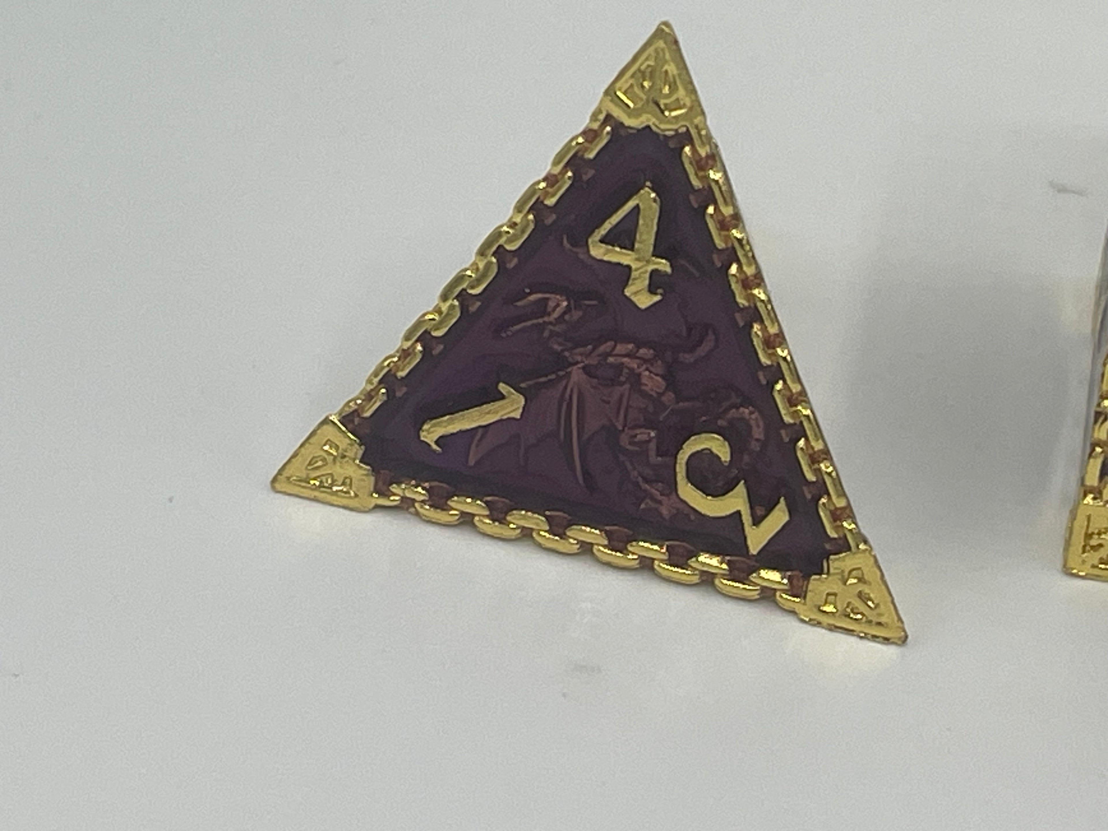 Solid Metal Dragon Dice set Purple and Gold
