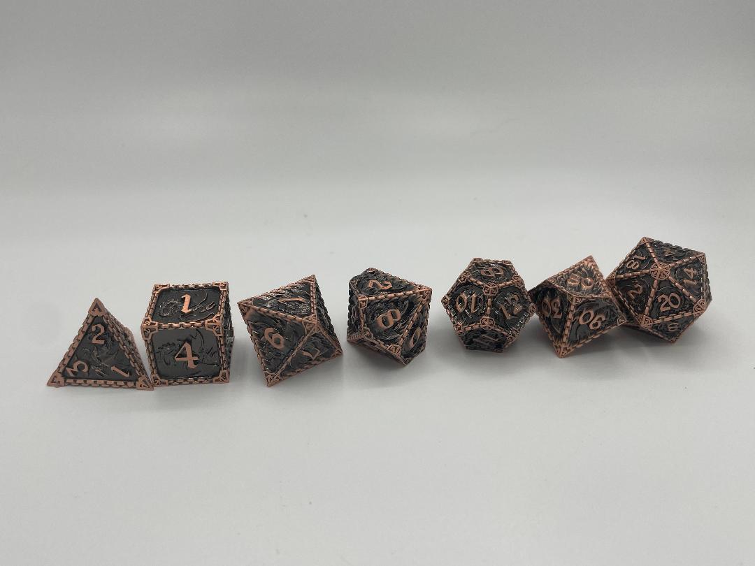 Metal Dragon Dice set Bronze