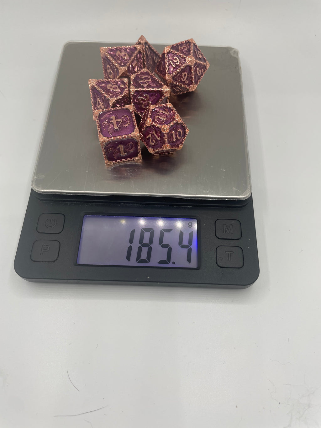 Solid Metal Dragon Dice purple and rose gold