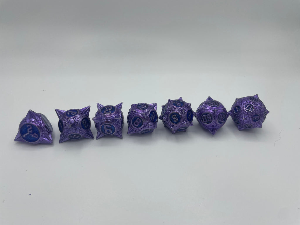 Purple Metal Pointed Dice Set