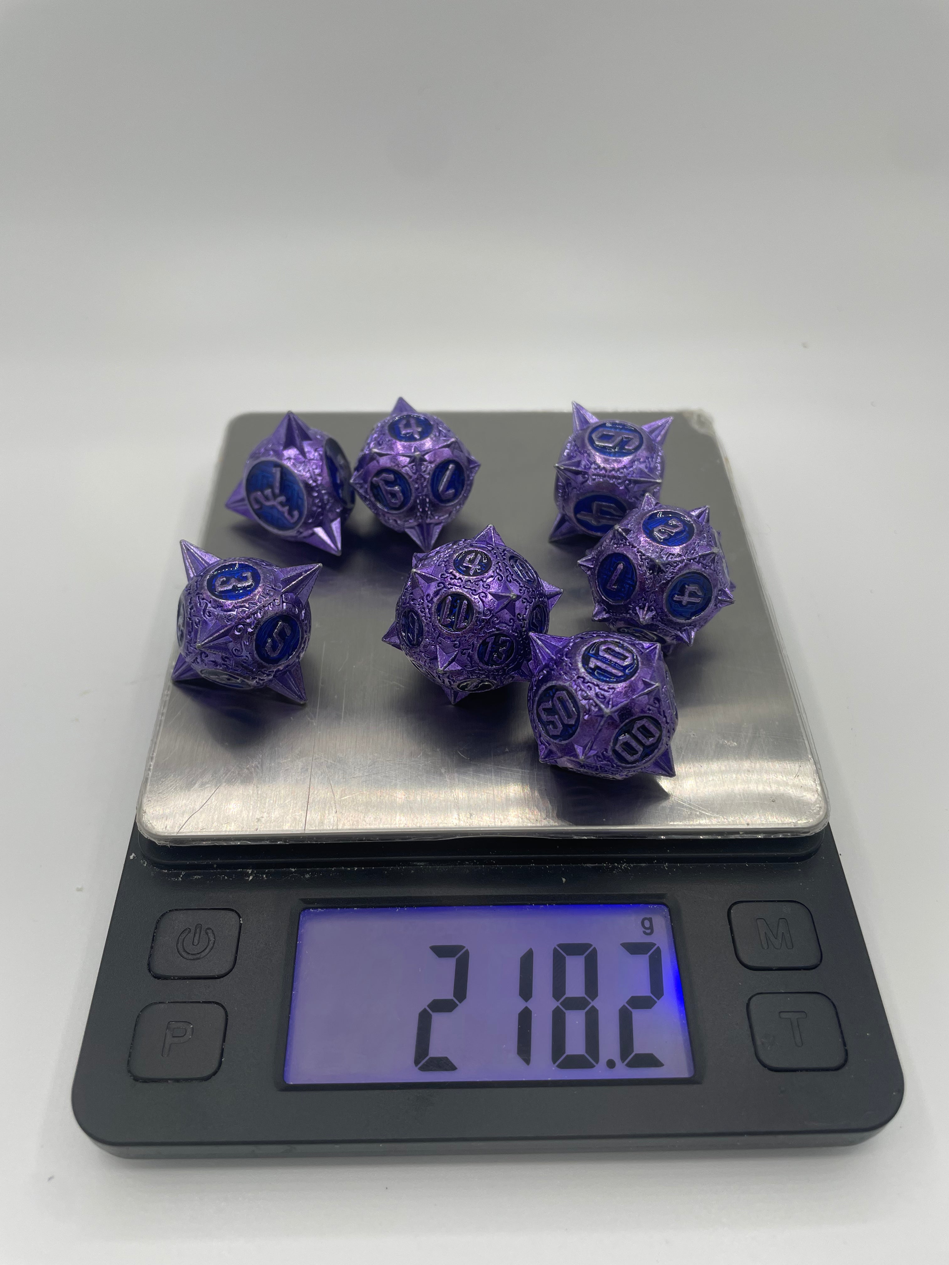 Purple Metal Pointed Dice Set