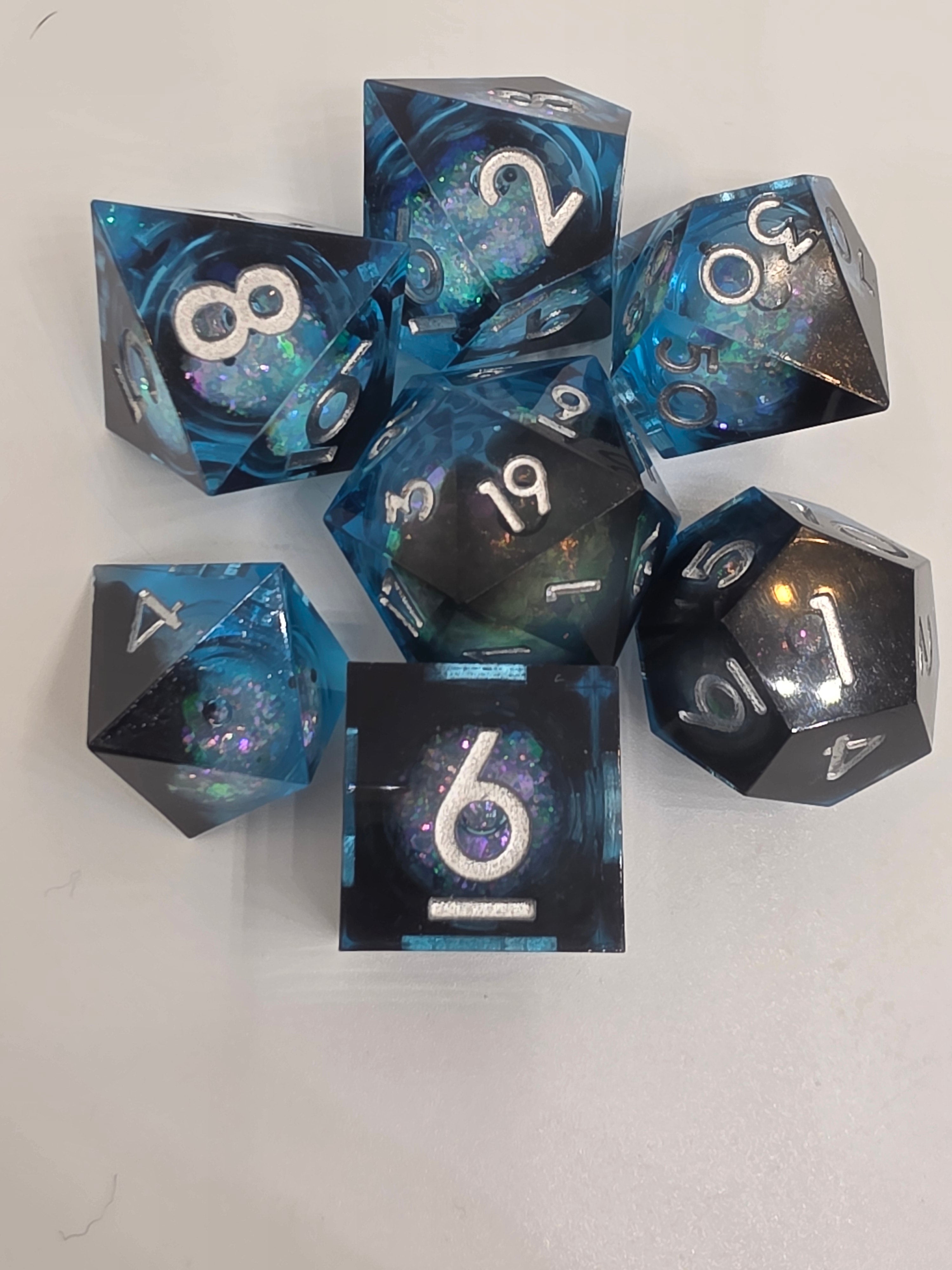 Glacial Heart liquid core dice set