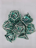 Hollow green leaf dice set