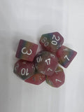Frosted rainbow dice set