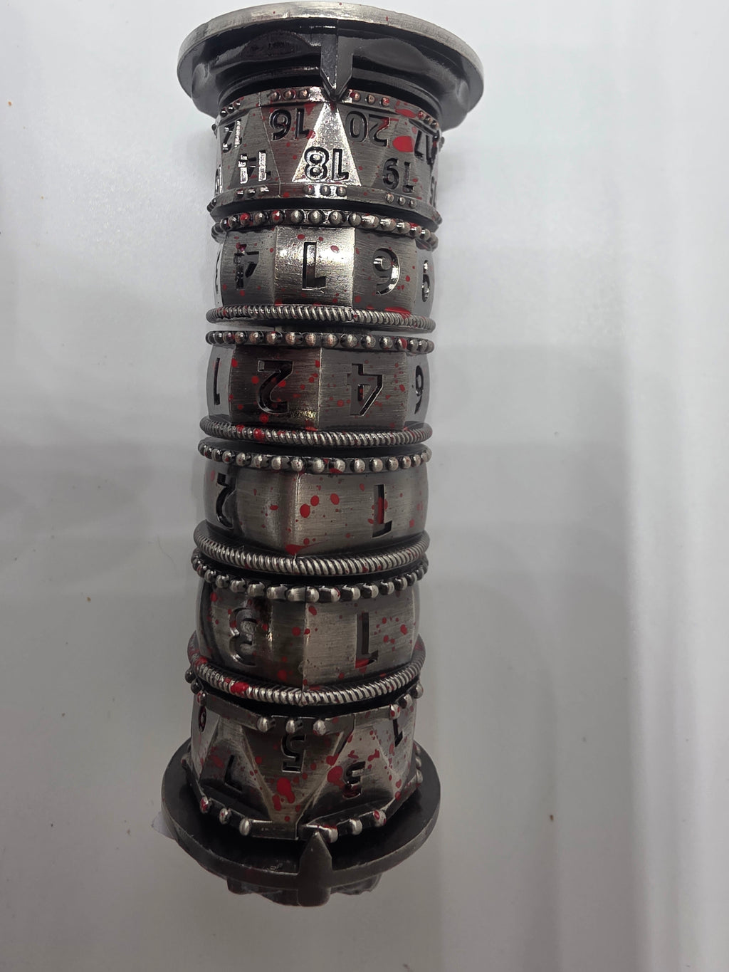 Dice tower with blood splatter