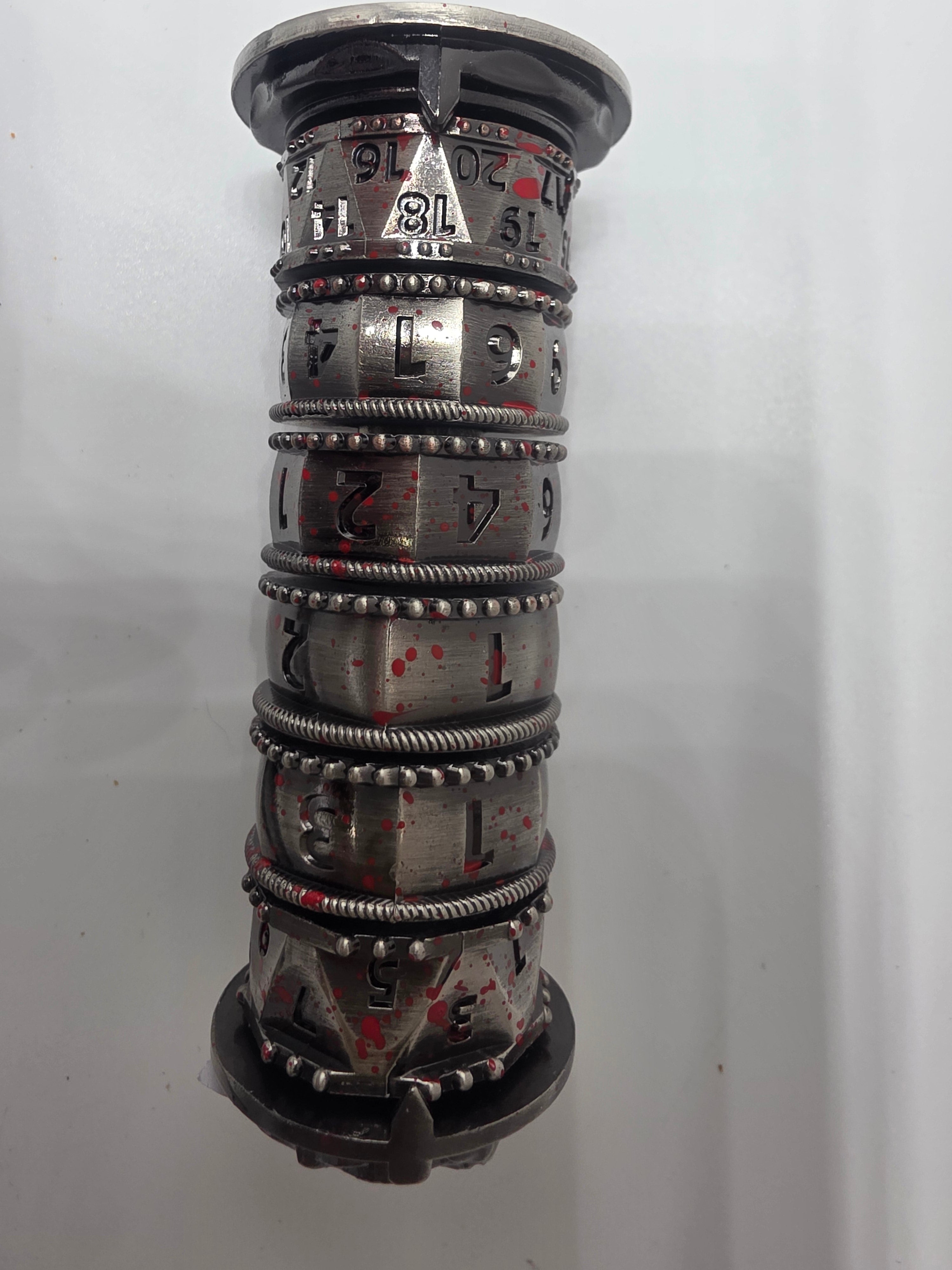 Dice tower with blood splatter