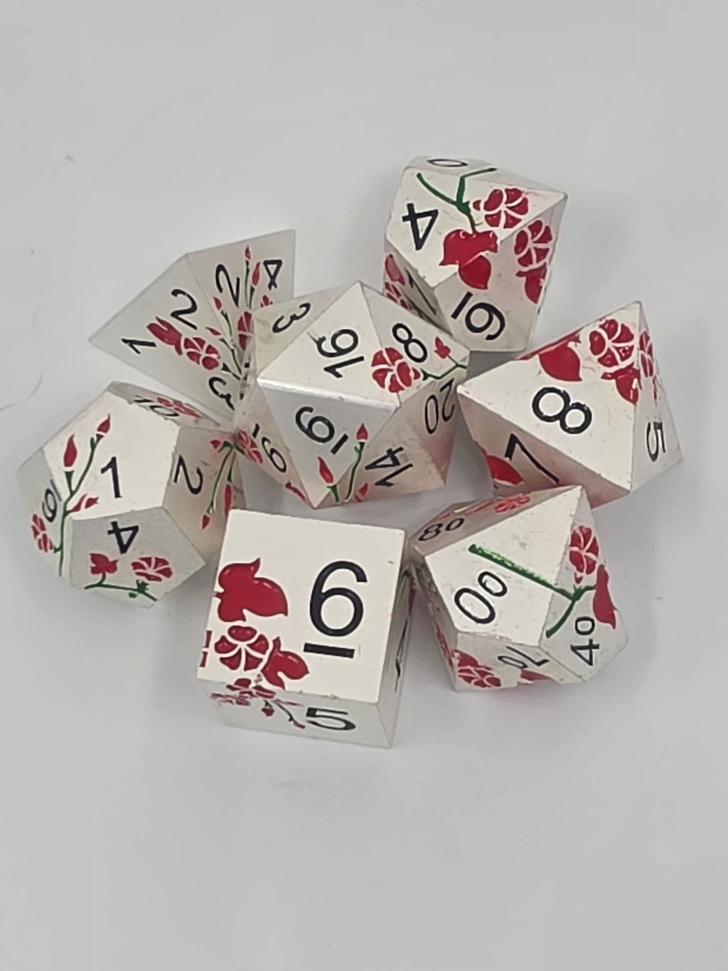 Crimson Garden solid metal Dice set