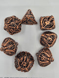 Hollow gold skeleton dice set