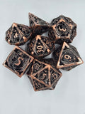 Intricate Dragon Filigree Hollow metal dice set