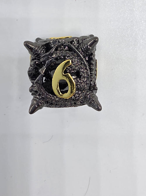 Black and gold dragon hollow dice set
