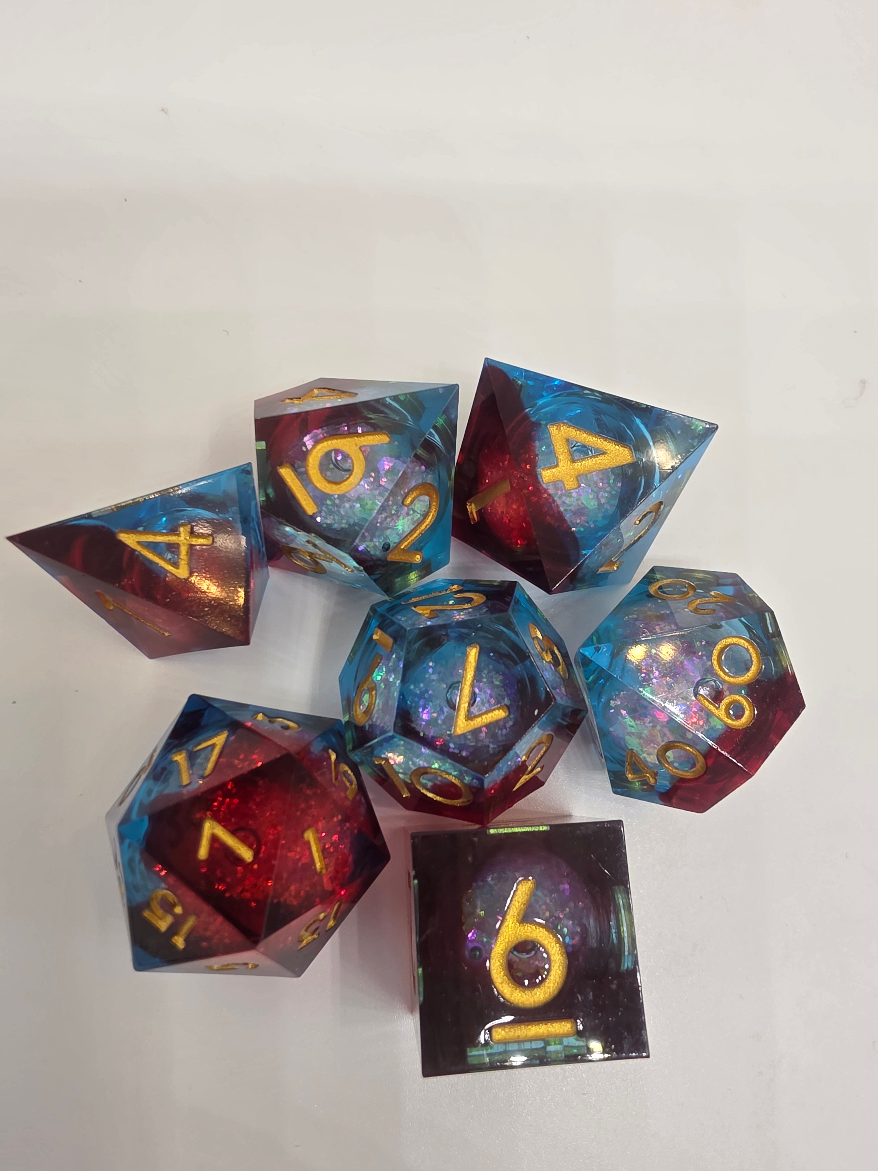 Celestial Heartbeat liquid core dice set