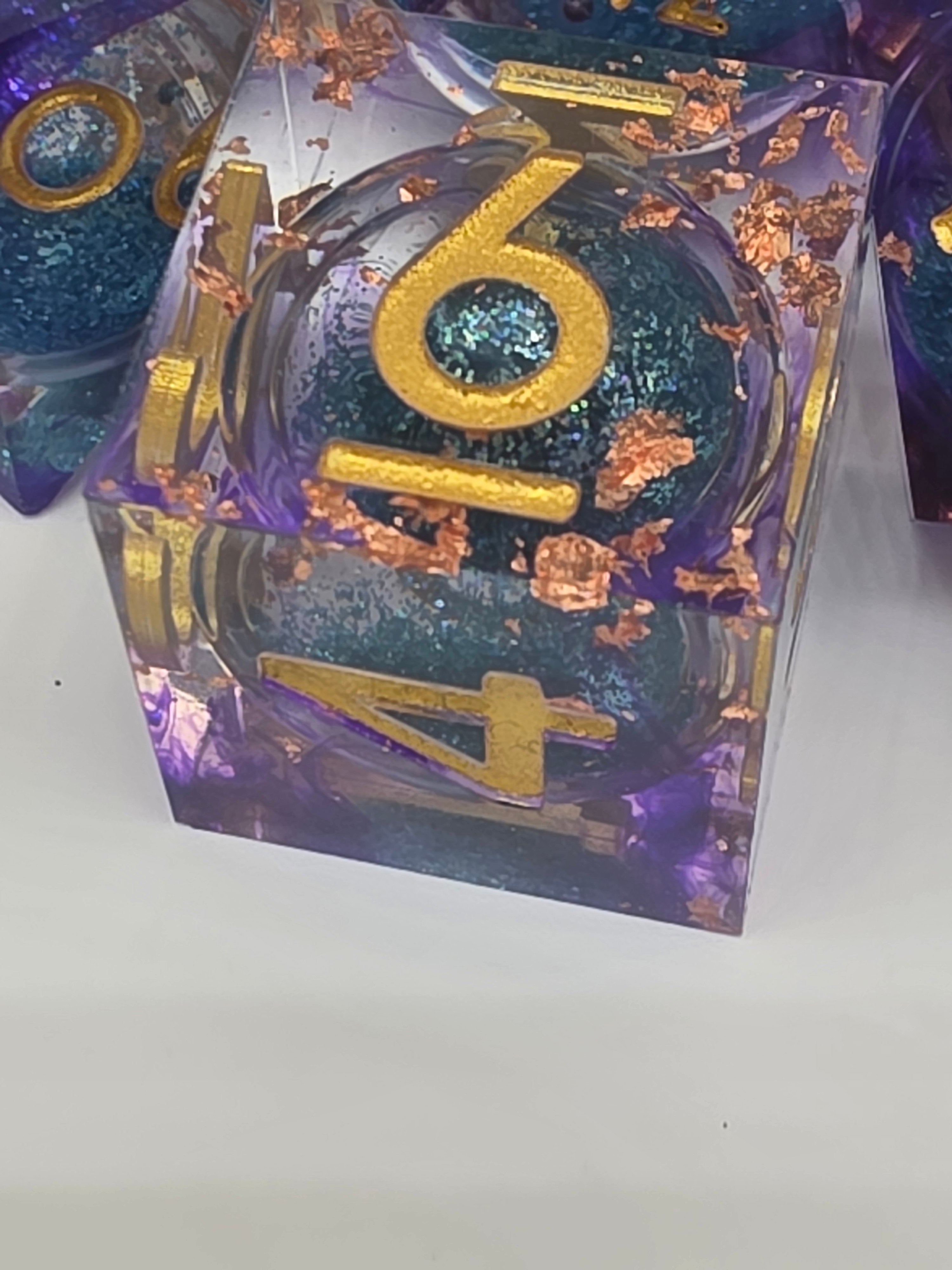 Copper-Nebula Forge liquid core dice set
