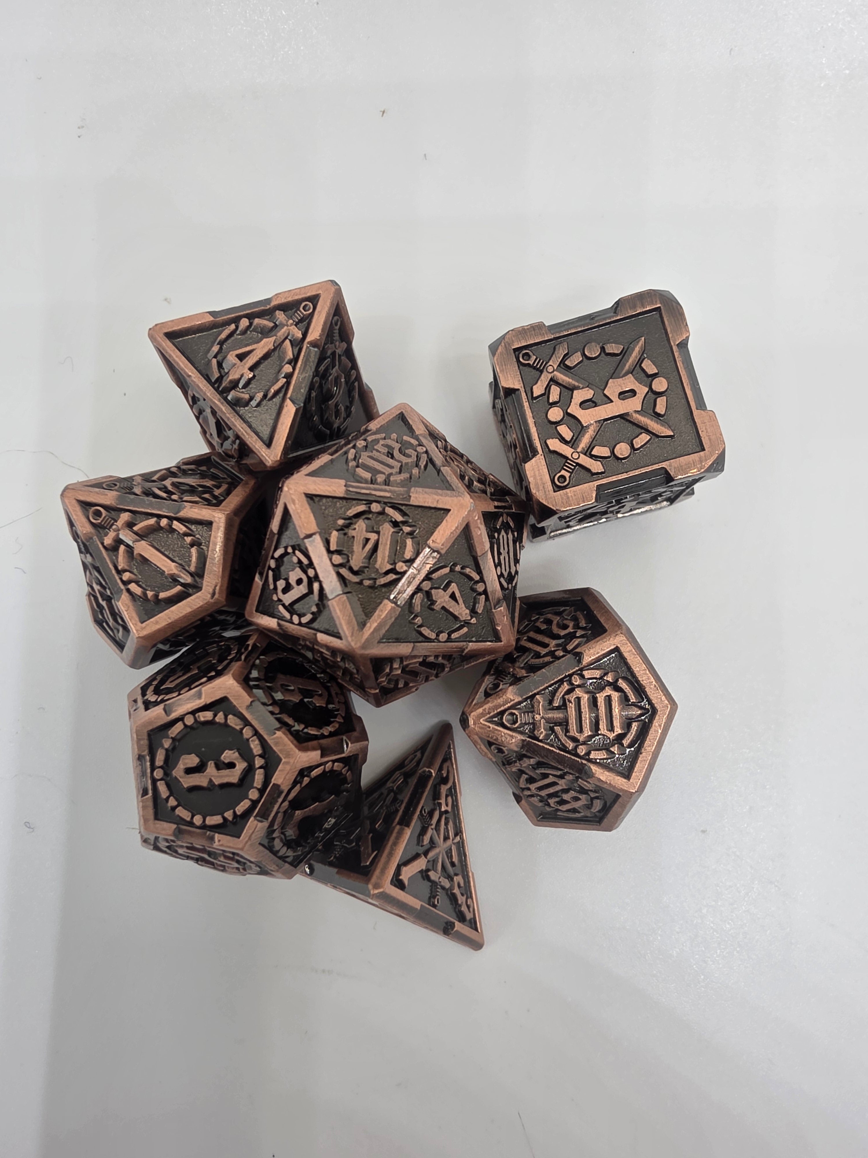 Weapon solid metal dice set