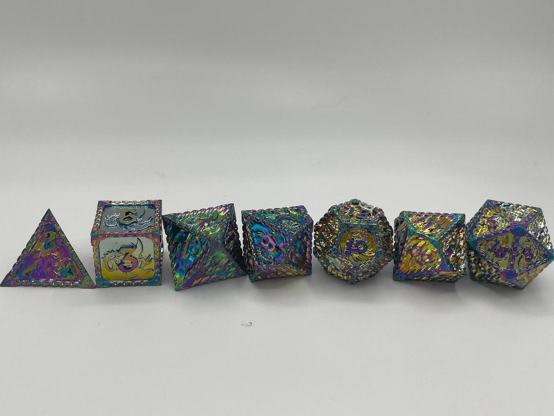 Solid Metal Dragon Dice Rainbow Color